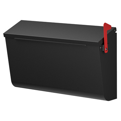 Wall Mount Mailbox for Outside with Flag - Galvanized Steel Modern Mailbox Black