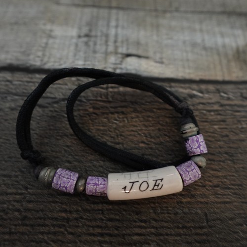 Collar Gargantilla Joe Personalizado Boho Horno Fuego Hippie Indie Nombre Púrpura - Imagen 3 de 4