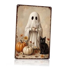 Halloween Decorations Ghost Pumpkin Wall Art Ghost Black Ghost Pumpkin Cat-4