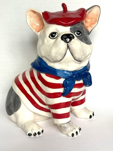 Kiss Me In French Bulldog Ceramic Figurine Blue Sky Clayworks 9” Frenchie