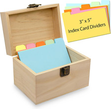 Index Card Holder, Wooden Index Card Box, 3 x 5 Flash Cards Holder with 35 Divid