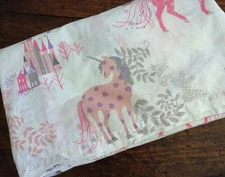 THE COMPANY STORE Fairytale UNICORNS Pink Multi ORGANIC COTTON TWIN DUVET Cover