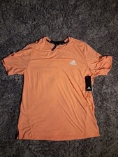 adidas AEROREADY Men's Orange L Crew Neck Lightweight Logo Poly T-Shirt