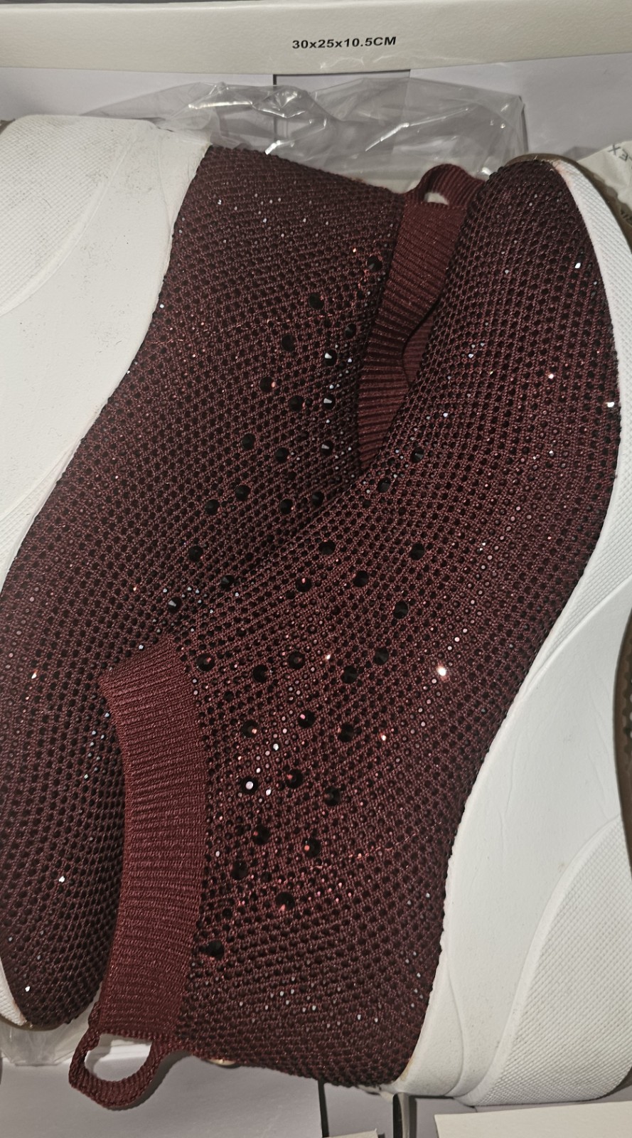Alex Marie Women's Halika Merlot Rhinestone Knit Wedge Sneak