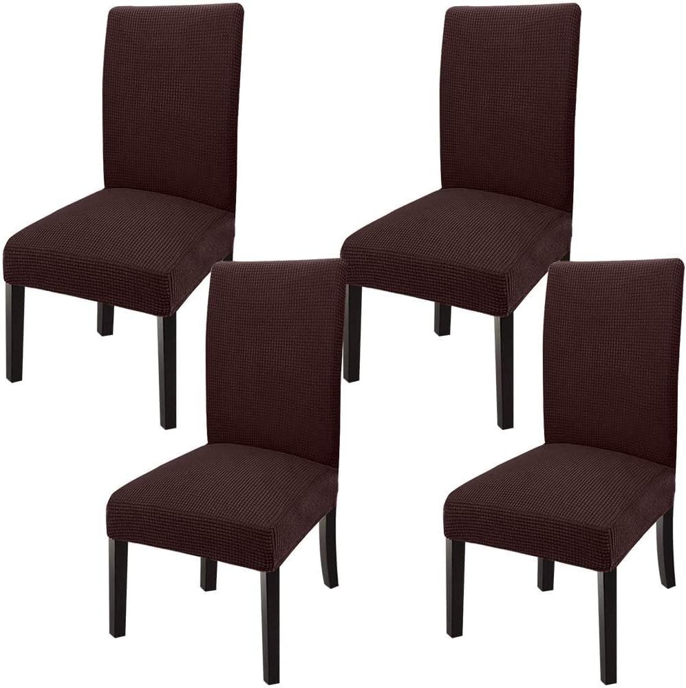 Covers Set Of 6 Stretchy Jacquard Chocolate Brown