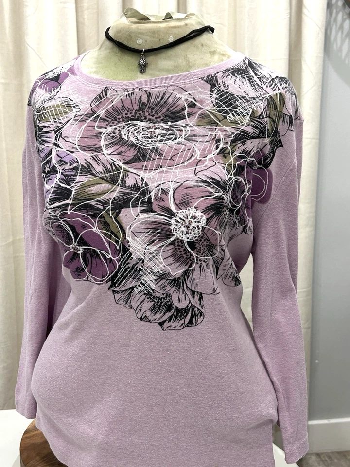 Top tejido Nicole Miller Y2K púrpura oscuro floral caprichoso hada grunge gótico grande Foto 2 de 4