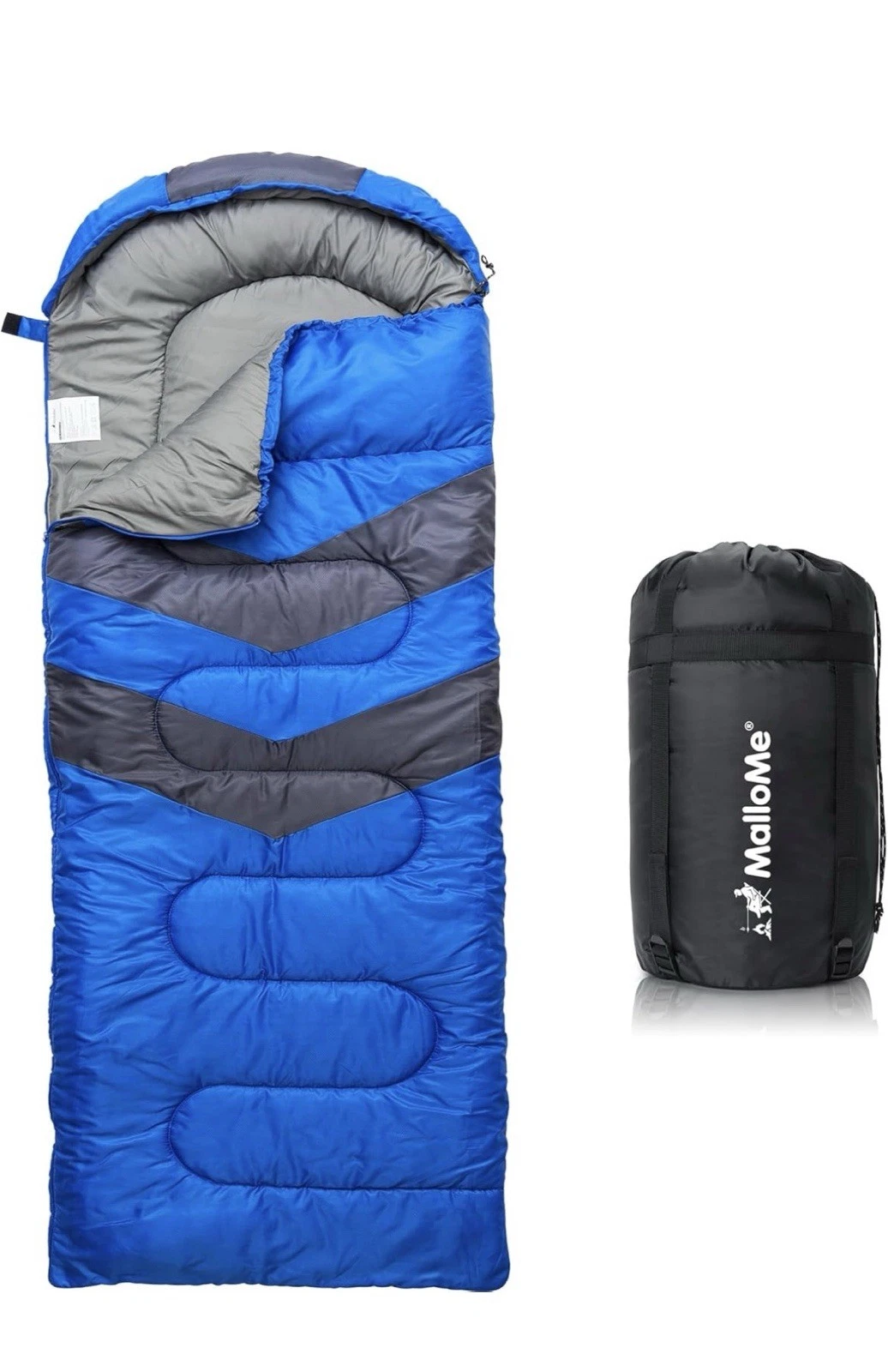 MalloMe 3-Season Sleeping Bag 50-80°F Blue Waterproof Ultralight Adult Camp