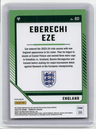 2024 Donruss Optic Velocity Eberechi Eze England #60 - Picture 2 of 2