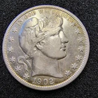 1902 Barber Half Dollar 50c - 90% Silver - Philadelphia - VF+ Details - Cleaned