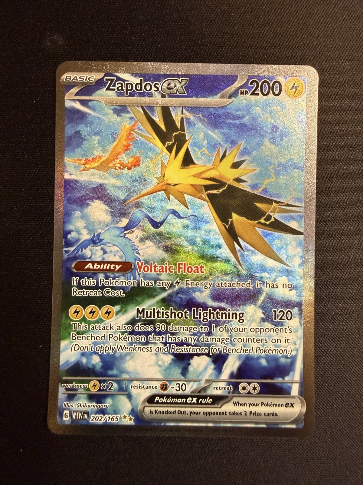 Zapdos EX 202 Pokemon 151 Pokemon Card