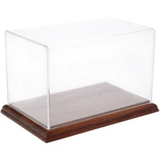 Plymor Clear Acrylic Display Case with Hardwood Base, 8" x 5" x 5"