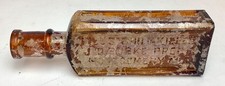 Antique Extremely Rare Amber Embossed Medicine Bottle Montgomery AL Chill Killer