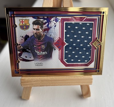 Lionel Messi Futera Match Worn Bib Patch 05/07 Gold Frame Barcelona 2019 UCL