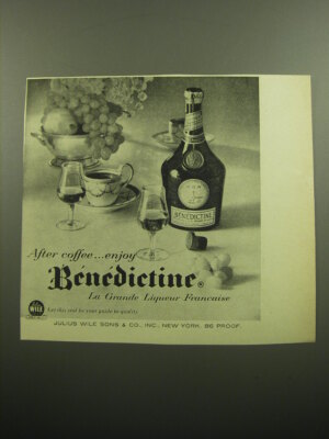 1957 Benedictine Liqueur Ad - After coffee.. enjoy Benedictine