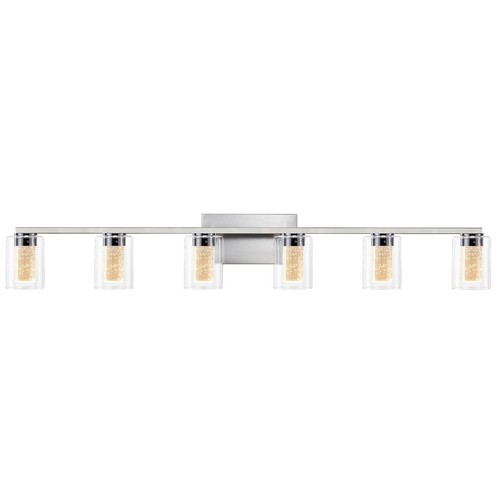 6 Light Brushed Nickel Bathroom Light Fixtures LED Vanity Lights Crystal Whit... - Picture 8 of 9