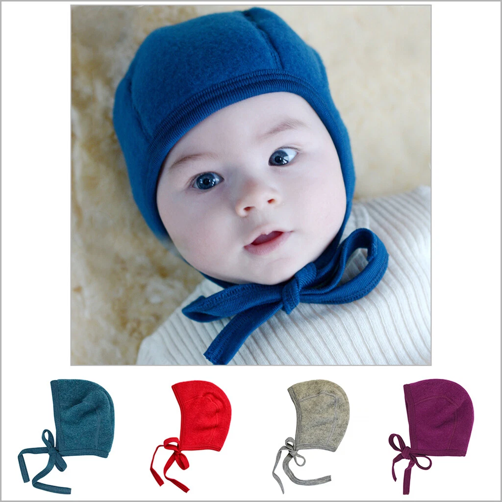 ENGEL Baby Winter Bonnet Hat for 0-6 months, 100% Organic Merino Wool Fleece