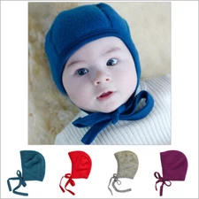 ENGEL Baby Winter Bonnet Hat for 0-6 months, 100% Organic Merino Wool Fleece