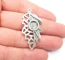 Leaf Pendant Bezel, Resin Blank, inlay Mounting, Mosaic Frame Cabochon Base