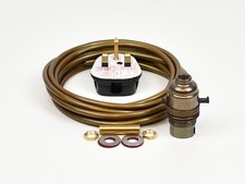 Lamp Wiring Kit Switched Brass Bulb Holder BC B22 Fitting Flex Cable Plug
