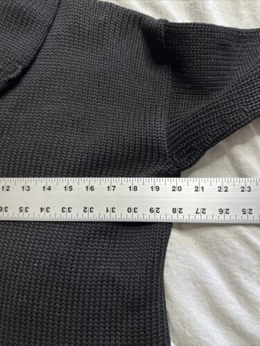 RARE Vtg 1920s Shawl Collar Sweater M HandKnit Wool Cardigan Black 20s - Picture 9 of 13