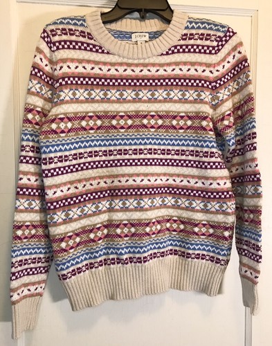 J.Crew Small Tan Multicolored Fair Isle 