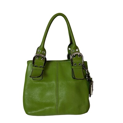 Tignanello Green Pebble Leather Small Mini Purse Shoulder Hand Bag Y2K 90s