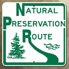 Minnesota Natural Preservation Route marker highway road sign 1990s tree 16x16