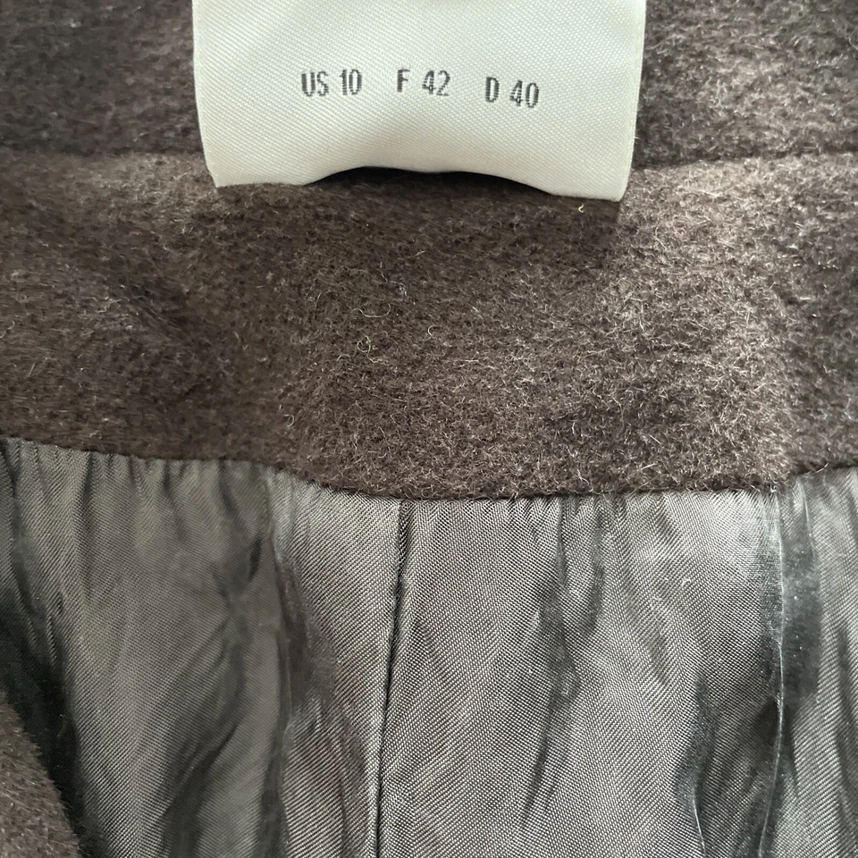 Akris Punto Angora Wool Blend Trench Coat Womens 10 Brown Tweed Jacket *flaws* - Image 4 of 4