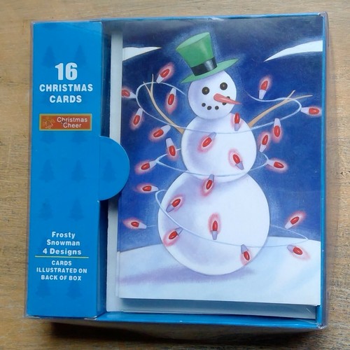 15 Weihnachten Jubel Weihnachtskarten & Umschläge 4 Designs 4" x 53/4" Frostiger Schneemann - Bild 9 von 12