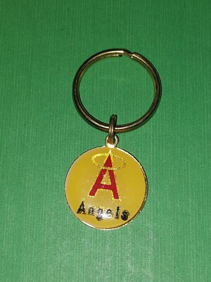Vintage Schlüsselanhänger Initiale A mit Heiligenschein Engel Key Ring