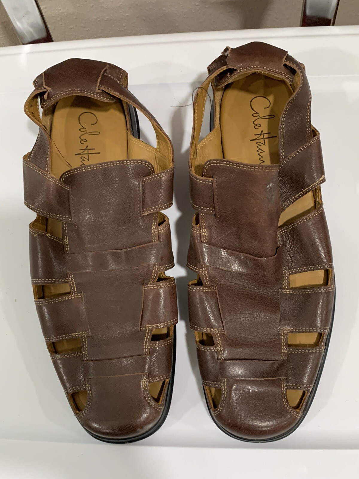 SAOLA Sandalo pescatore Cole Haan uomo 10 5M pelle marrone suola classica Dempsey