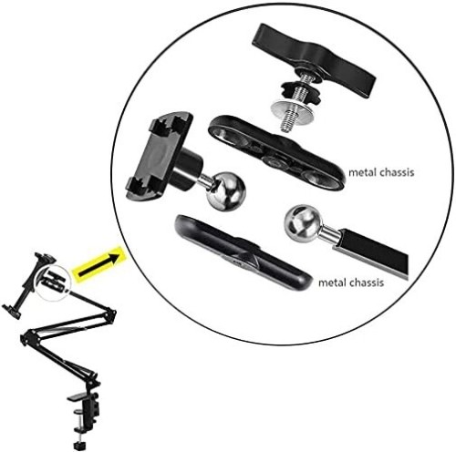 QZT Support Tablette Lit, 360° Rotatif Col de Cygne Support Tablette avec Cl... - Photo 7/8