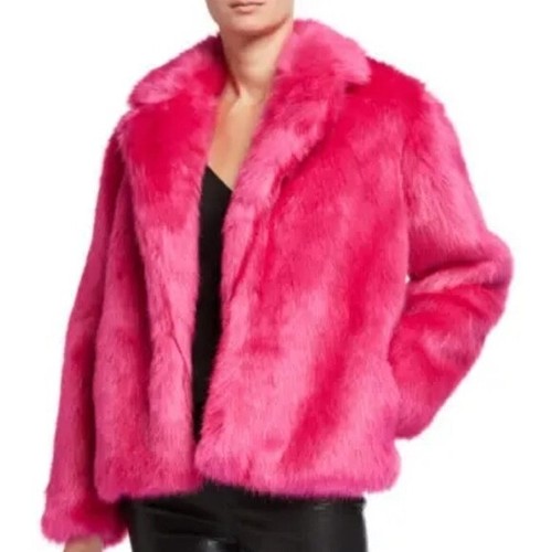 NWT MICHAEL KORS FUSIA PINK FOX MINK FAUX FUR RUNWAY/VOGUE STYLE JACKET COAT$399 - Picture 22 of 24