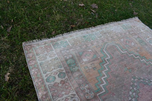Vintage Faded Turkish Oushak Carpet Rug 3'6" X 6'3" - Picture 9 of 10