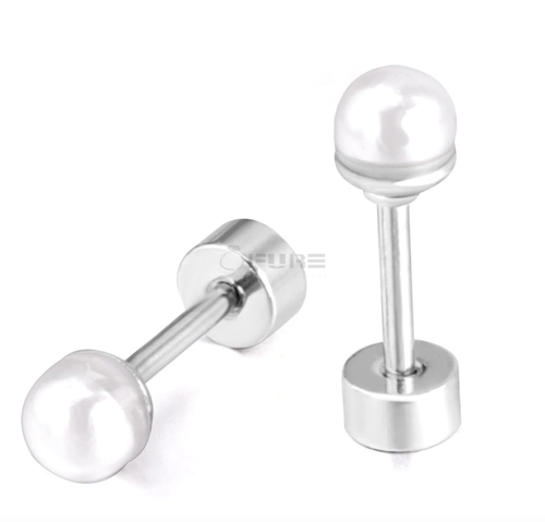 Very Attractive Small Tiny Round Pearl Bead Stone Silver Stud Earrings 4MM Wide - Picture 11 of 12