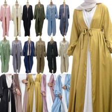 Islamic Open Abaya Kimono Kaftan Women Muslim Dress Dubai Robe Gown Caftan Party