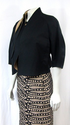 NEU VINTAGE AKRIS Bolero kurz geschnittene Jacke 10 Mabelle schwarz nackte Baumwolle 2014 Runway - Bild 5 von 9