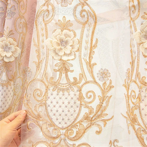 Luxury European 3D Floral Embroidery Blackout Curtain for Living Room 1 Panel - Picture 37 of 40