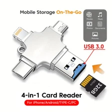 SD Card Reader for iPhone/ipad/Android/Computer/Camera,4in1 Micro SD Card Reader