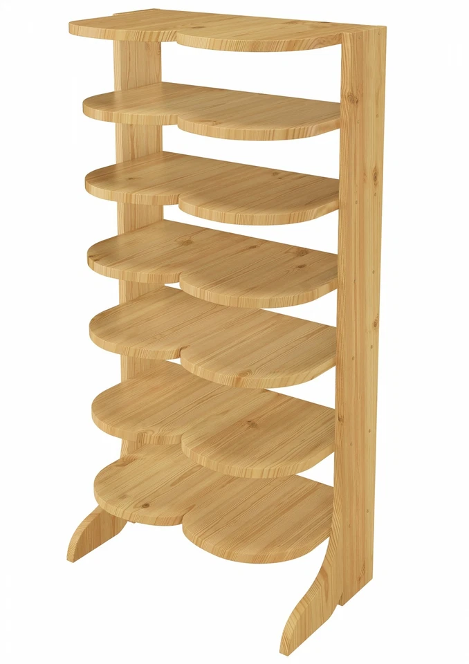 90.80-01 Doppel-Schuhregal Schuhständer Holz Kiefer massiv Stiefelform