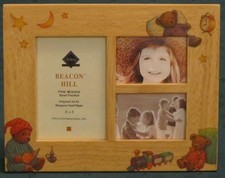 Fetco Beacon Hill Wood Frame with Teddy Bears Baby 3 Pictures 5" x 3.5", 2" x3"