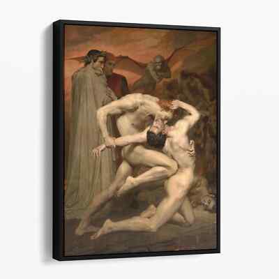 Dante and Virgil in Hell by William-Adolphe Bouguereau Canvas Print Wall Art