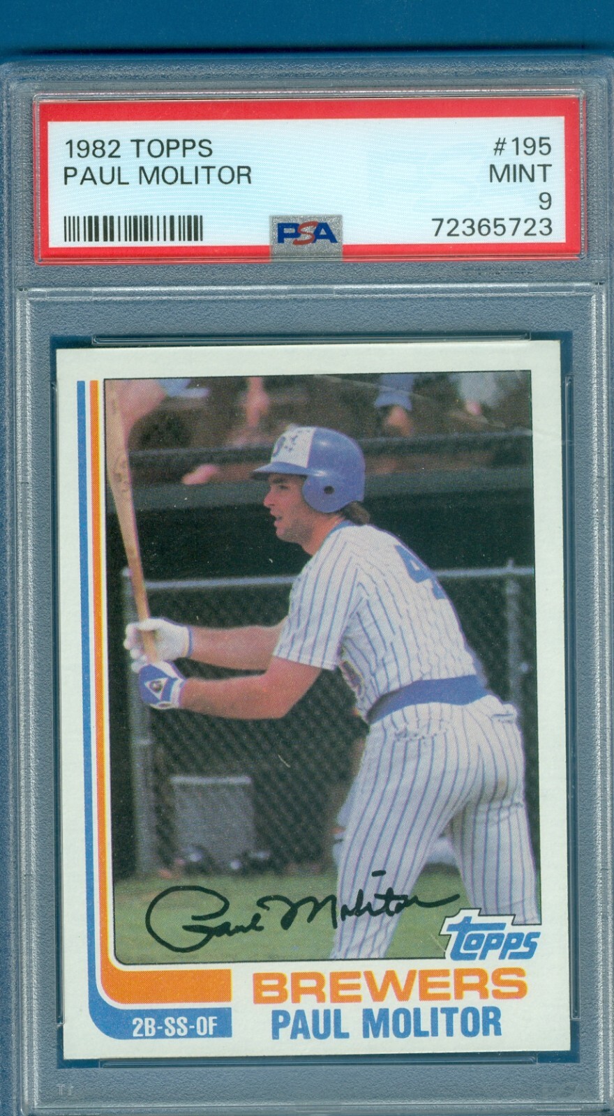 1982 Topps #195 Paul Molitor Milwaukee Brewers PSA 9 MINT