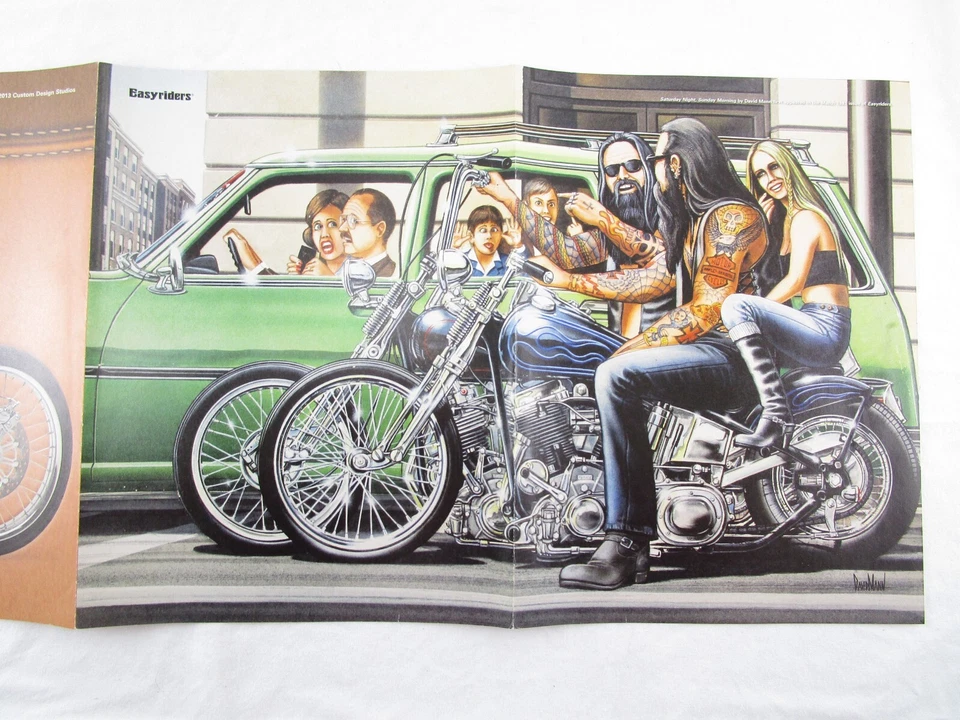Póster plegable central David Mann y bicicleta/hermosa dama Easyriders lote de 3 envío gratuito Foto 3 de 4