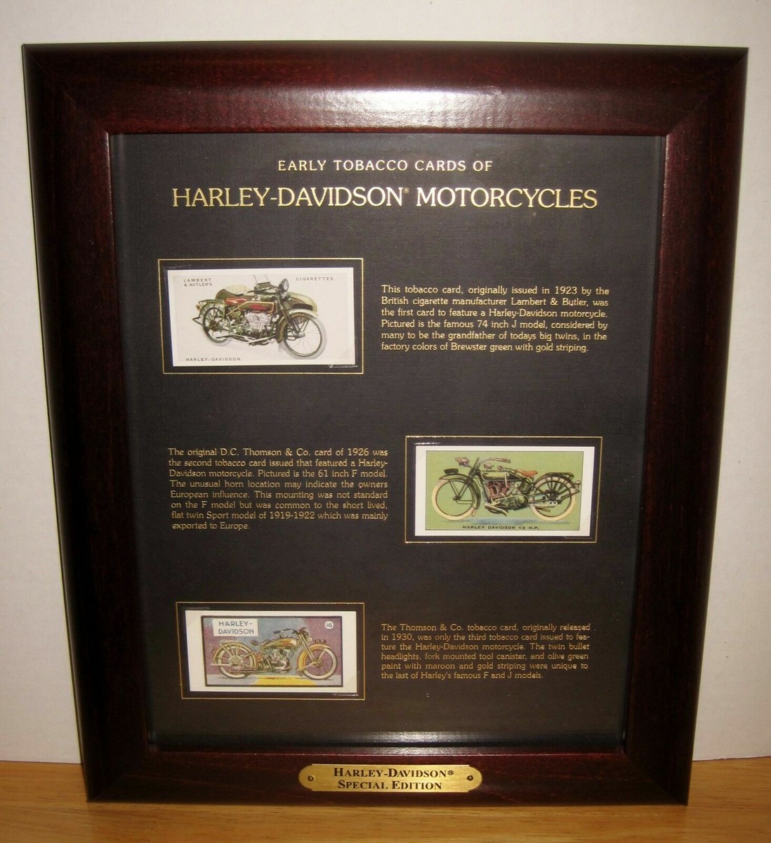 HARLEY-DAVIDSON 99400-94V Tobacco Card Authorized Reproduction Framed  Special Ed