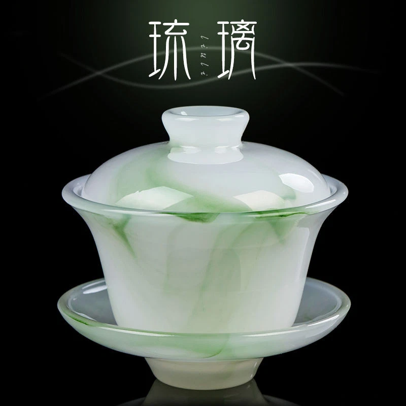 Juego de tazas de té Gaiwan de porcelana de jade verde chino de 150 ml taza de té Puer Foto 3 de 4