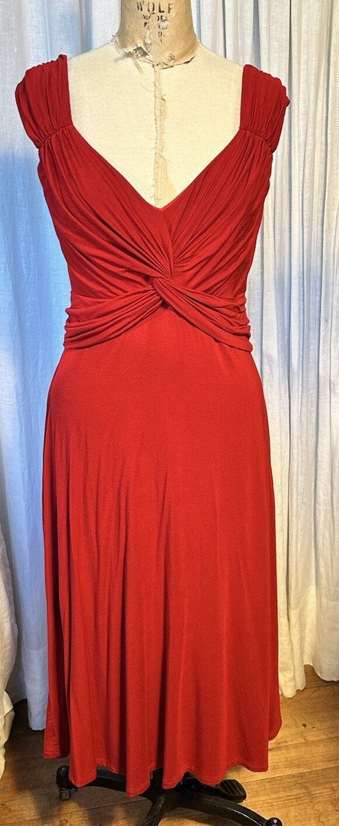 Lily Womens Red Sleeveless Jersey Midi Dress Sz XL Pre-owned | eBay