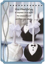 Gown and Tuxedo Desserts Renewing Wedding Vows Die Cut Anniversary Card
