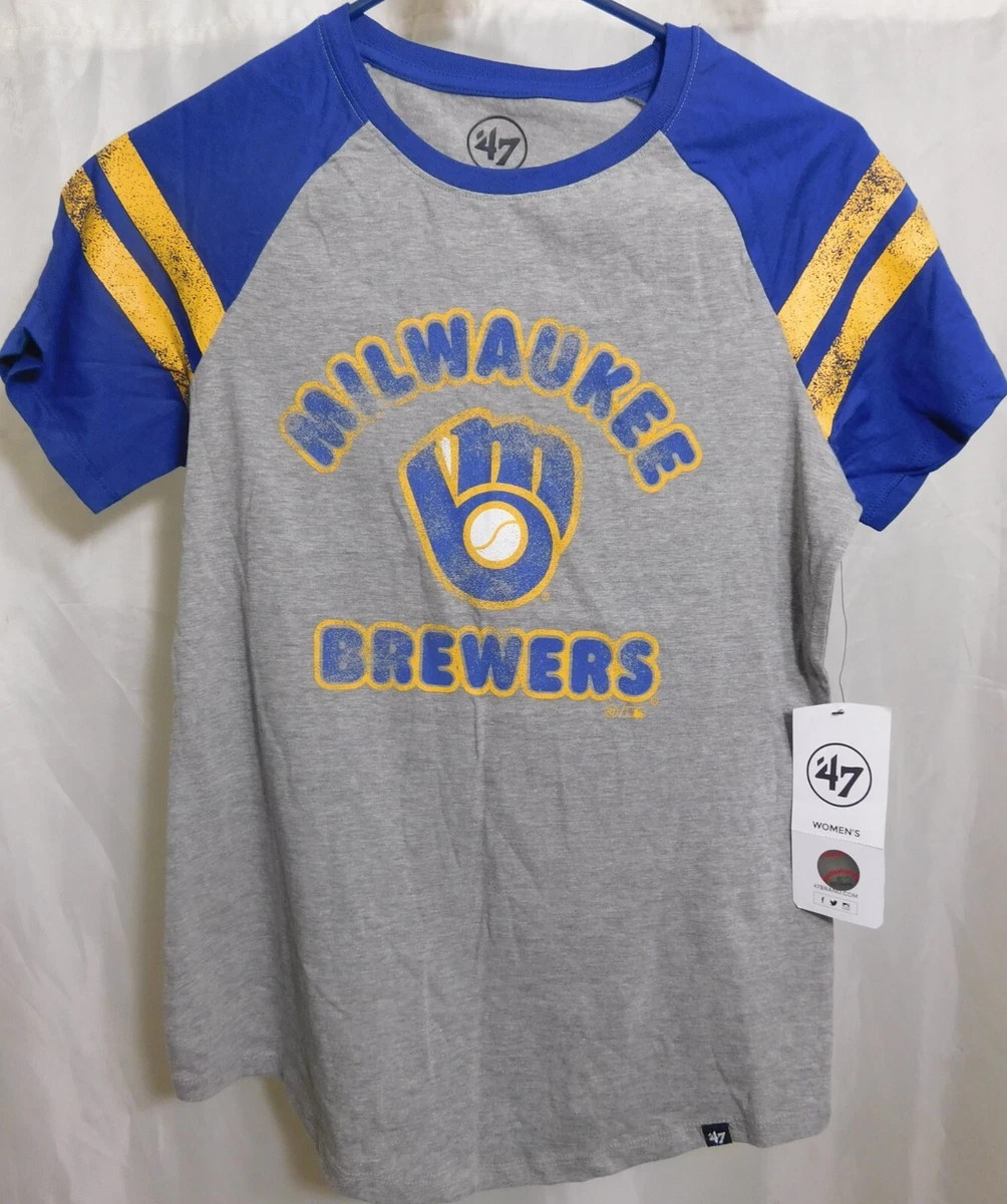 Milwaukee Brewers Women's 32" Chest Small S/S Distressed T-Shirt  MLB or Youth Lg