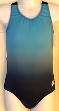 GK BLUE OMBR  CHILD SMALL RACERBACK TECHMESH GYMNASTS DANCE TANK LEOTARD CS